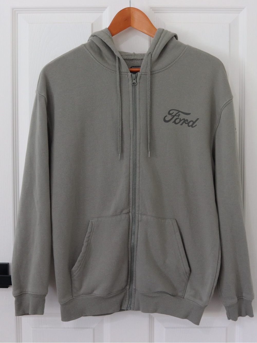 Ford Bronco Hooded Zip Sweater in Sage green, vintage vibe, outdoors, off road